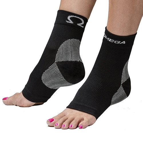Woman Wearing Omega Compression Foot Sleeves
